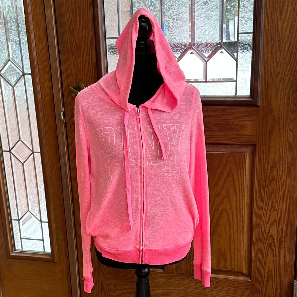 PINK Victoria's Secret Hot Pink Zip-Up Hoodie